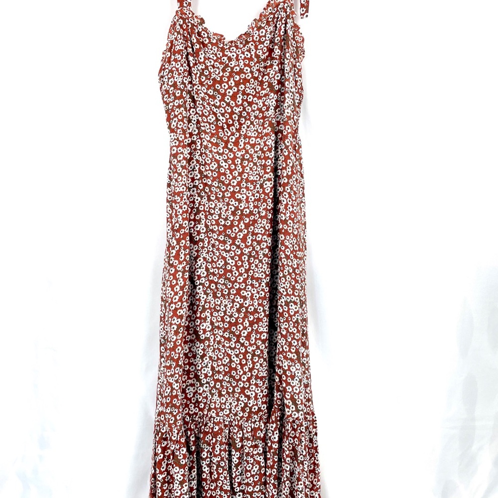 NWT Cottagecore Ditsy Floral Bow Tie Sweetheart Midi Dress Prairie Picnic XL